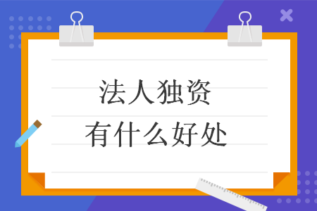 法人独资有什么好处