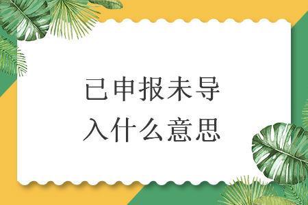 已申报未导入什么意思