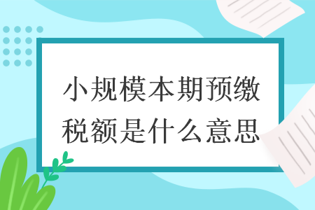 小规模本期预缴税额是什么意思