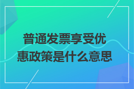 普通发票享受优惠政策是什么意思