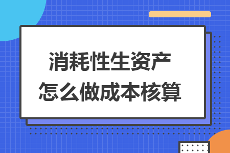 消耗性生资产怎么做成本核算