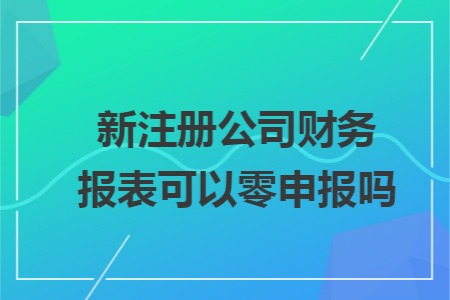 新注册公司财务报表可以零申报吗