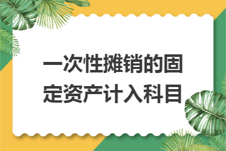 一次性摊销的固定资产计入科目