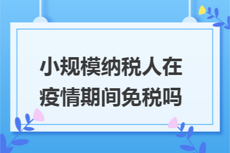 小规模纳税人在疫情期间免税吗