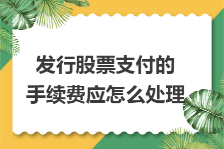 发行股票支付的手续费应怎么处理