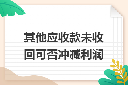 其他应收款未收回可否冲减利润