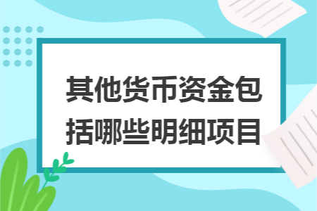 其他货币资金包括哪些明细项目