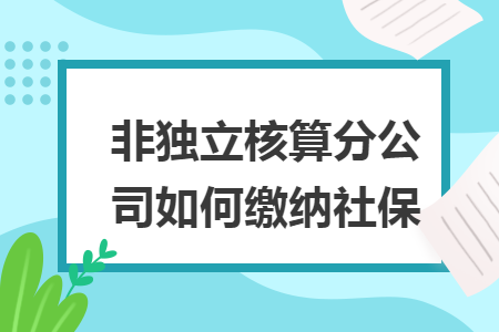 非独立核算分公司如何缴纳社保