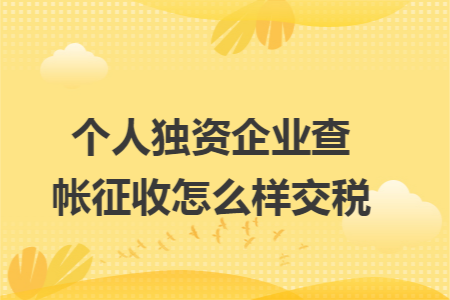 个人独资企业查帐征收怎么样交税