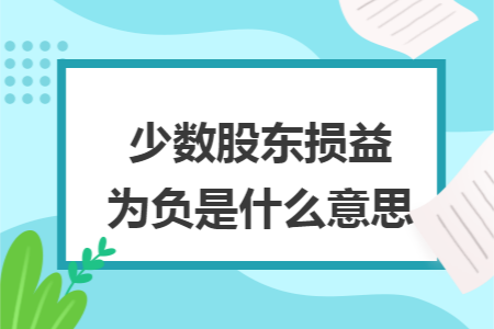 少数股东损益为负是什么意思