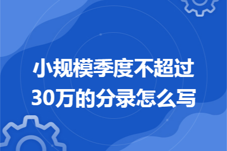 小规模季度不超过30万的分录怎么写