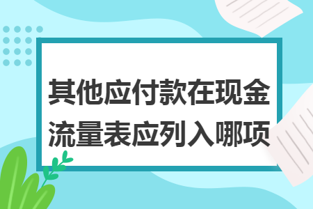 其他应付款在现金流量表应列入哪项