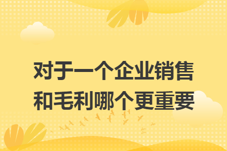 对于一个企业销售和毛利哪个更重要