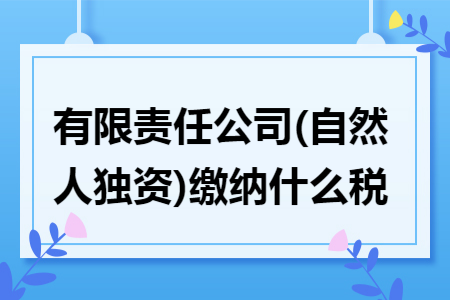 有限责任公司(自然人独资)缴纳什么税