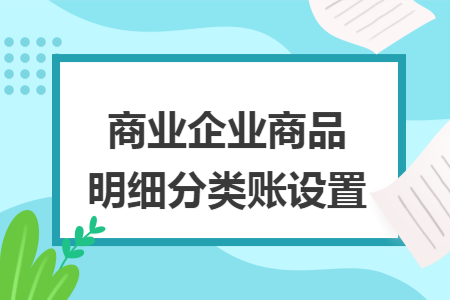 商业企业商品明细分类账设置