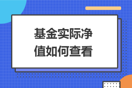 基金实际净值如何查看