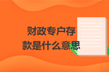 财政专户存款是什么意思