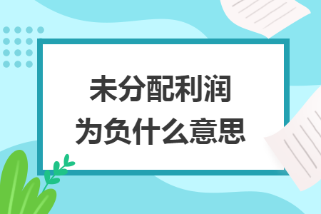 未分配利润为负什么意思