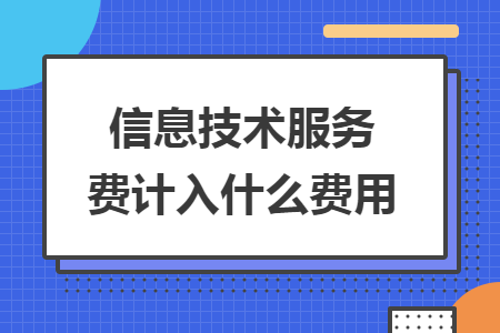 信息技术服务费计入什么费用