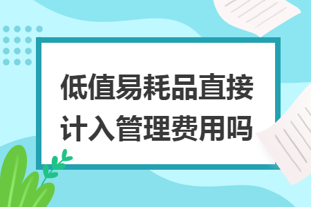 低值易耗品直接计入管理费用吗